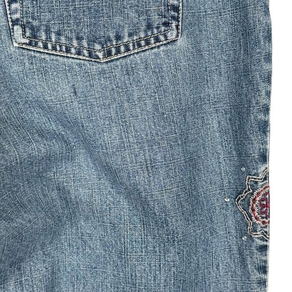 Y2K Faded Glory Embroidered Flare Jeans Womens 14P Boho Style Mid Rise Denim - Picture 13 of 14